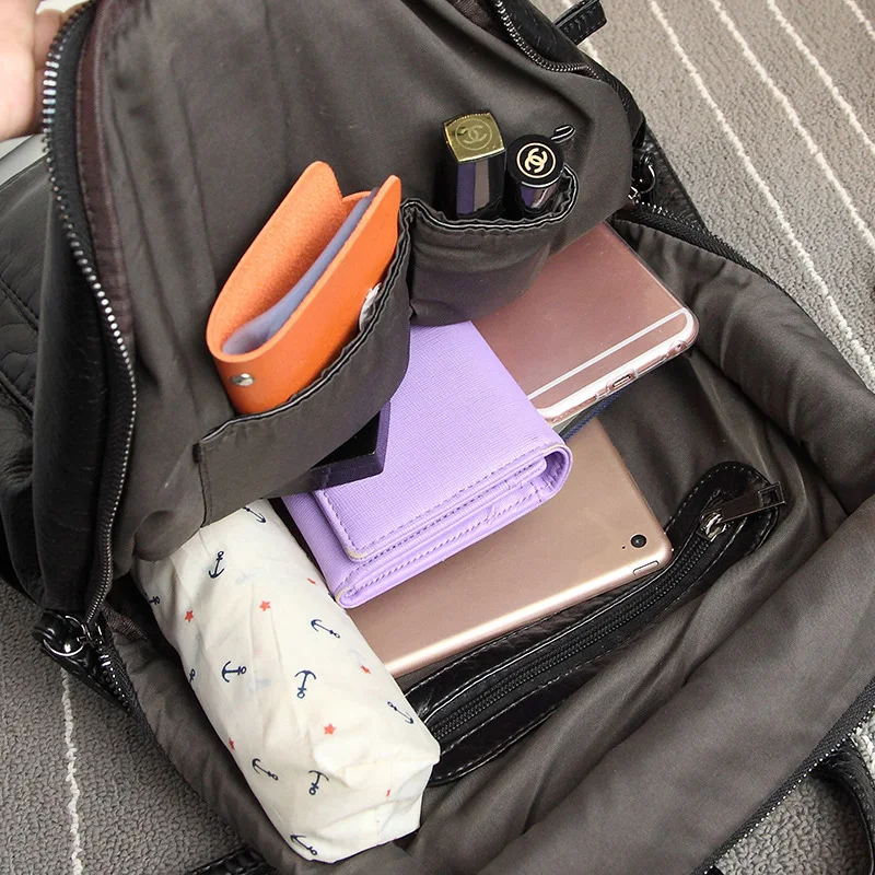 Fashion New Backpack Women's Soft Leather Backpack Trendy Student Schoolbag Leisure Versatile Travel