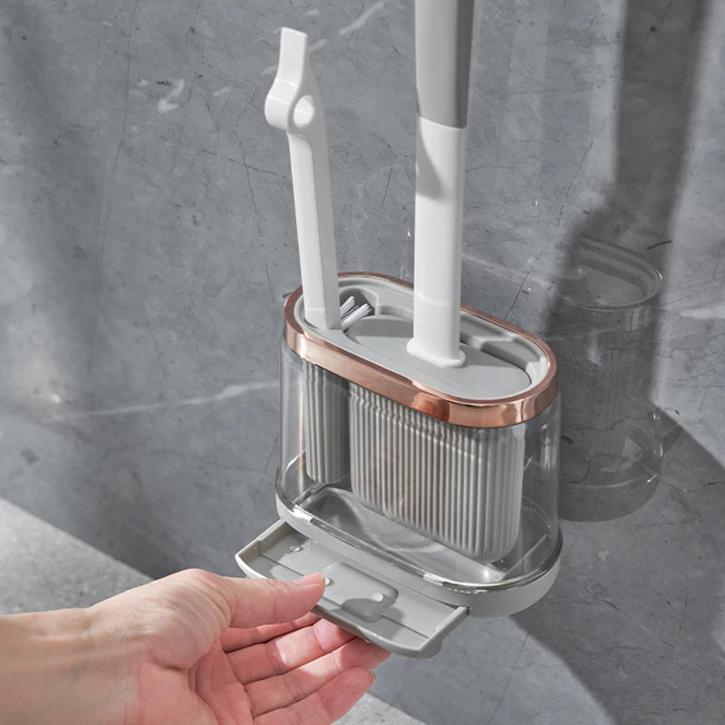 Acquista Set di scopini e porta scopino per WC in silicone di nuova moda, strumento di pulizia a parete in Italia a partire da 11