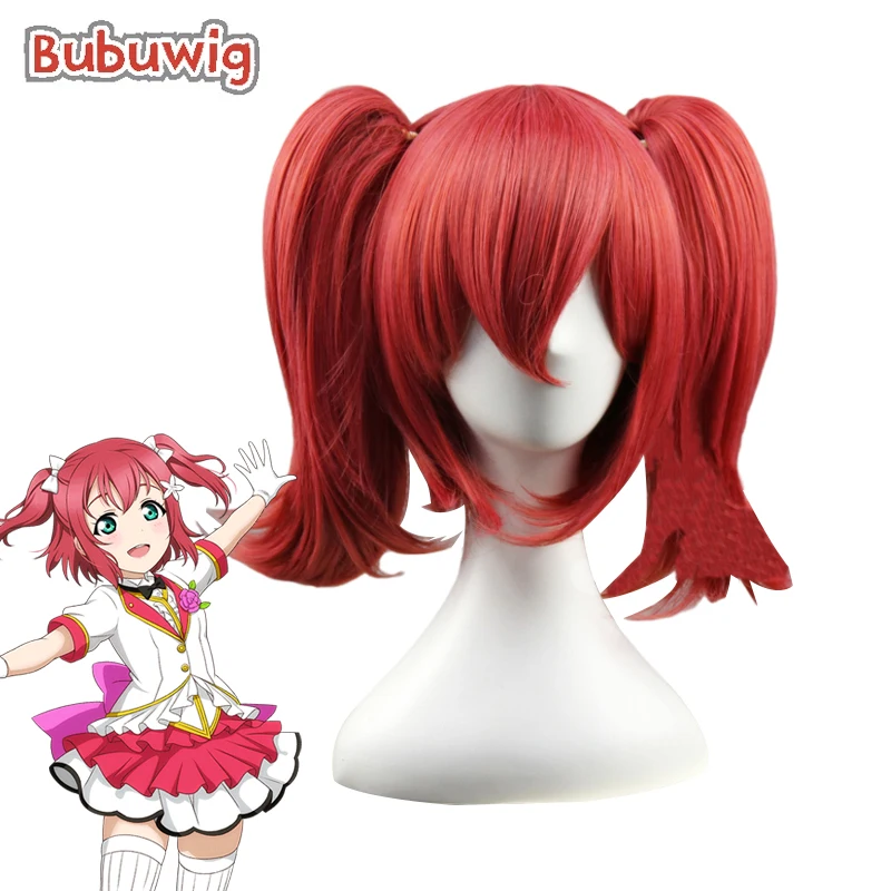 Bubuwig Synthetic Hair Lovelive! Ruby Kurosawa Red Ponytail Wig 35cm Medium Long Straight Cosplay Party Wigs Heat Resistant shisha hookah single tube water smoke bottle medium new aluminum alloy arabic shisha hookah for bar party accessories