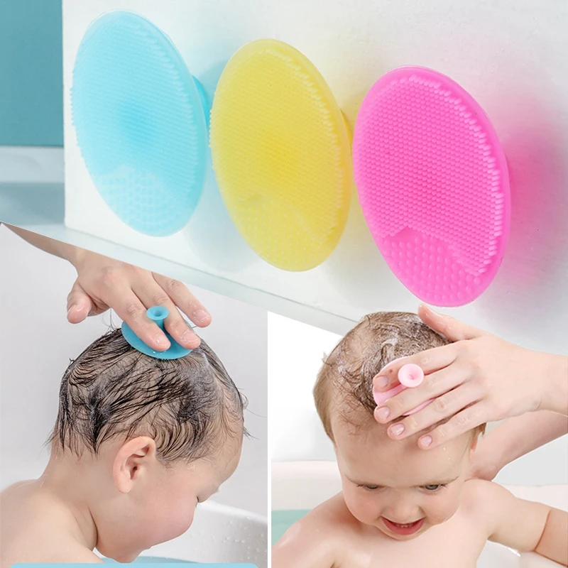 SiliconeShampooBrushforBabyInfantBathingSoftSiliconeBoysKids