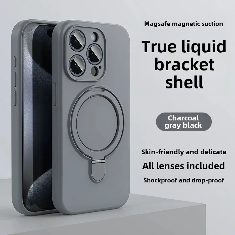 Magnetic Ring Holder Liquid Silicone Case with Stand Cover