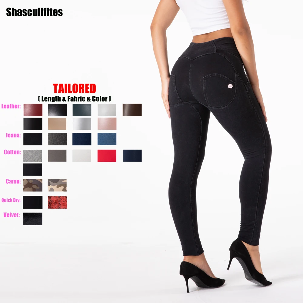 

Shascullfites Tailored Black Denim Jeans Super Skinny Stretch Ladies Fitting High Waist Pencil Jeans