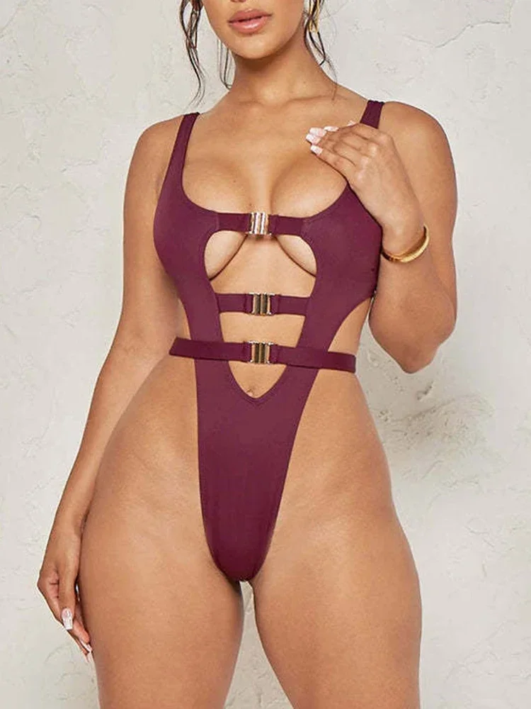 

2023 Sexy Extreme String High Cut Female Swimwear One Piece Swimsuit Women Thong Monokini Bather Hollow Out Bathing Suit Swim