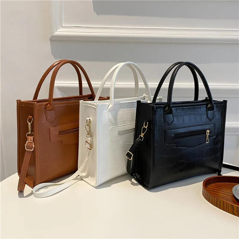 

Women PU Leather Solid Color Shoulder Shopping Bag Casual Ladies Large Capacity Tote Handbags