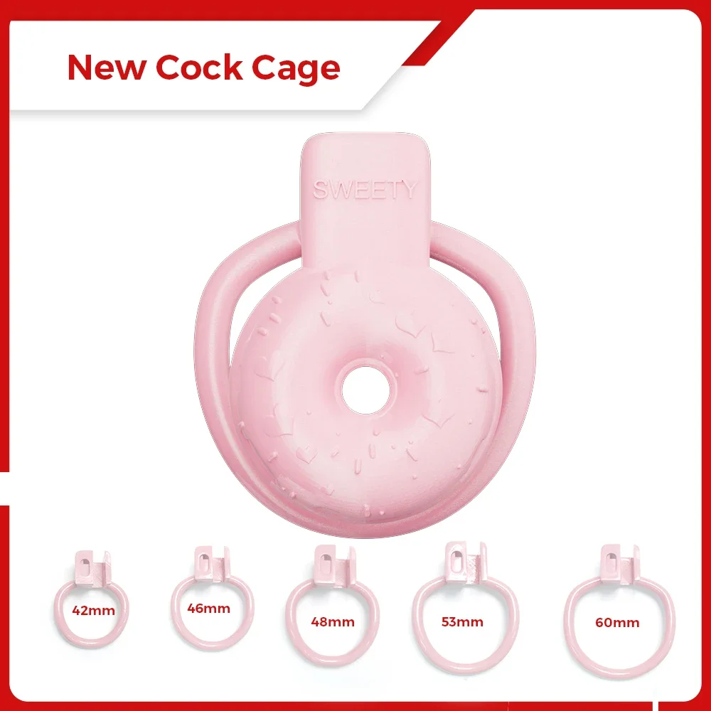 

Pink SWEETY Donut Chastity Cock Cage Devices Penis Lock Male CD TS Cock Cage BDSM Ladyboy Sissy Men'S Sex Toys