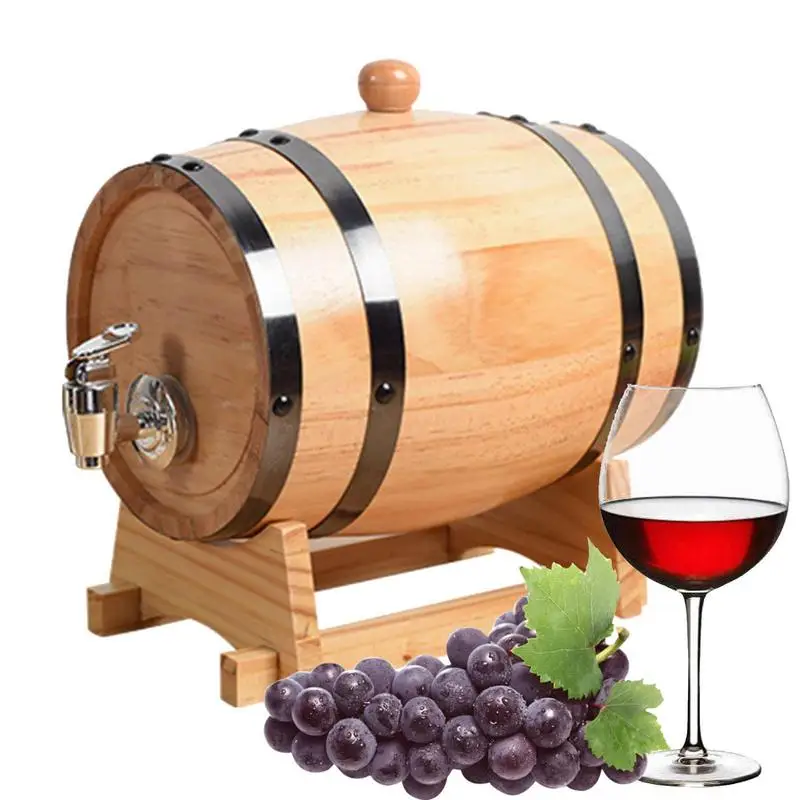 Wooden Barrel Vintage Oak Beer Brewing Equipment Wood Barrel Drink Dispenser With Faucet For Fine Wine Home Kitchen Supplies wine making tool wine barrel beer making tool