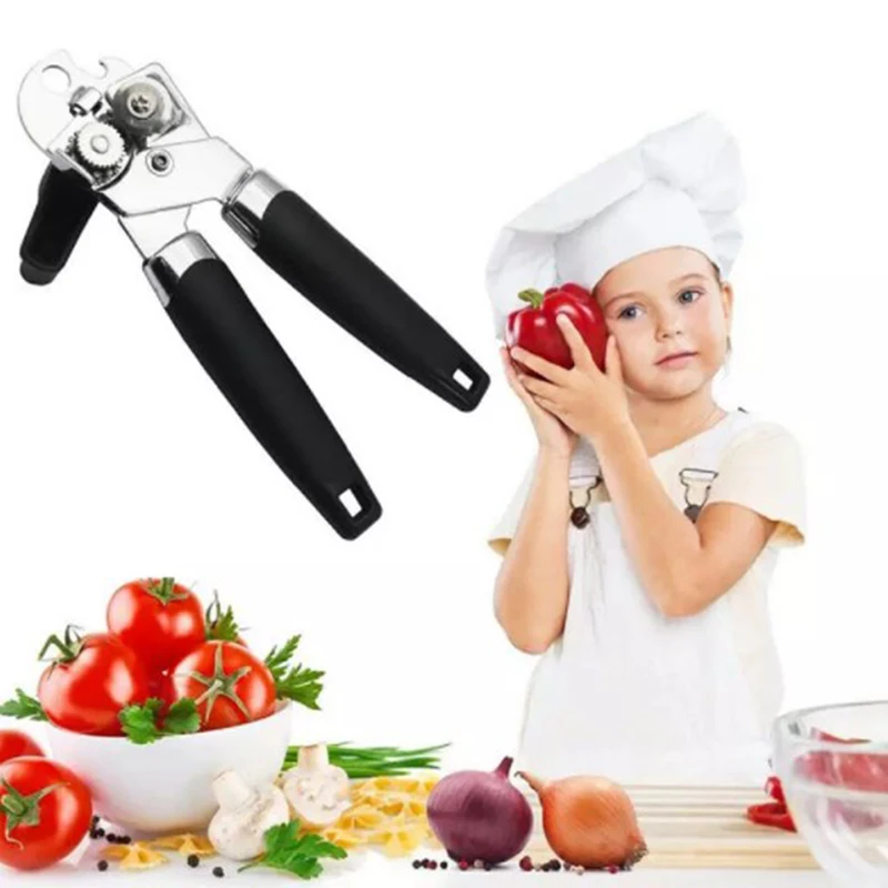 3 in 1 Professional Manual Stainless Steel Cans Opener Practical Unique Kitchen Tools Corkscrew Handle Grip Bottle Opener 1PC can opener bottle opener
