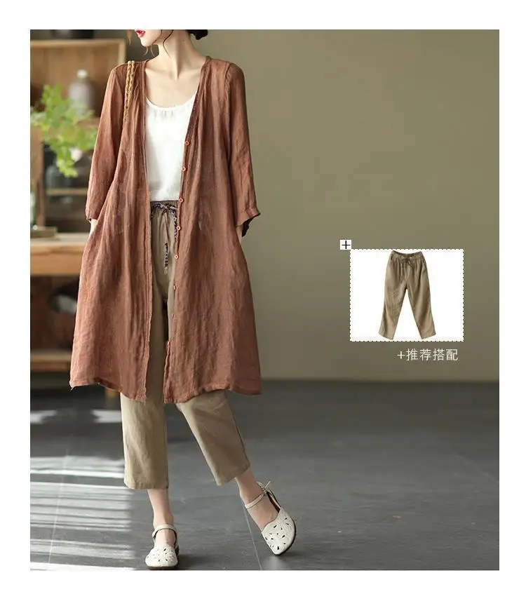 bathing suit wrap Ginzagirl Top Summer Air-Conditioning Soild Cotton Long Cardigan Sunscreen Clothes Lady Vintage Loose Literary Kimono Mori Girl summer beach maxi dresses