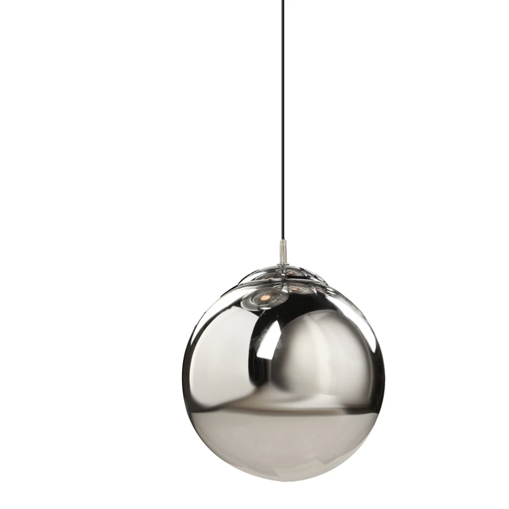 

Modern Pendant Lights Silver Mirror Ball Hanglamp Glass LED Lamp Kitchen Living Room Bedroom Suspension Luminaire(20cm)