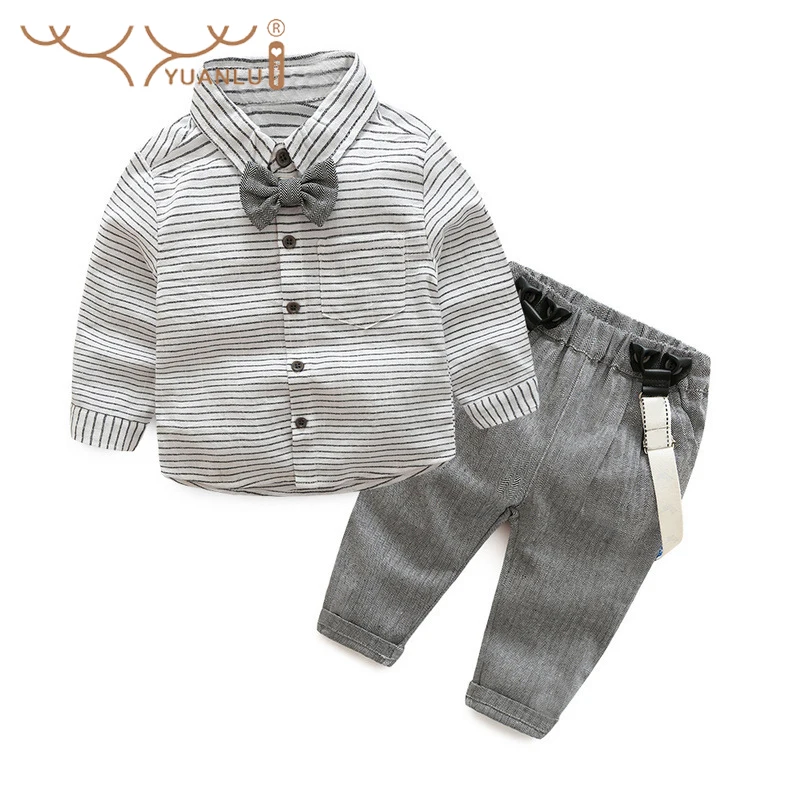 High Quality Thin Cotton Suit Set for Boys for Daily Use or Wedding Party 2Pcs Shirts Overalls Formal Children Costume for Kids