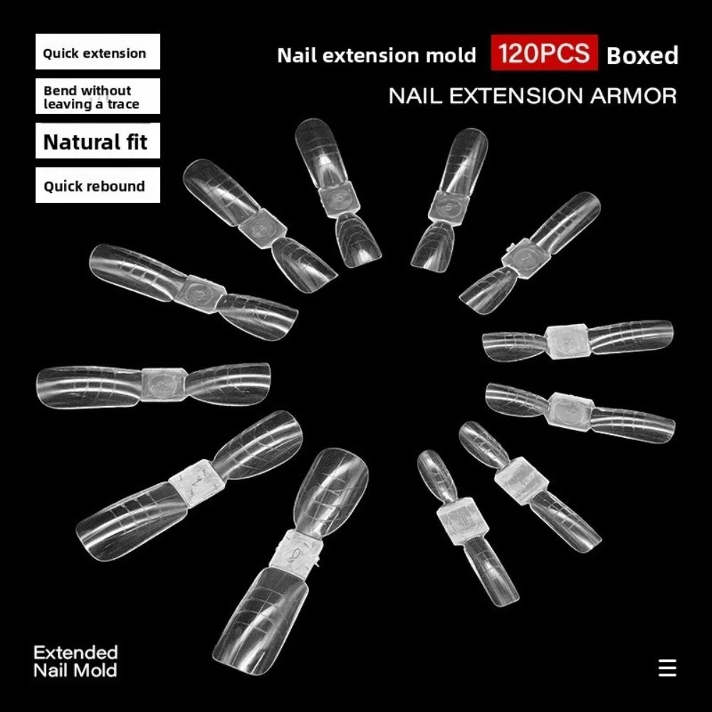 120pcs/150pcs Square Sandwich Nail Forms Ultra-Thin Almond Shape Double-Sided Fake Nails Clear Extension with Auxiliary Line