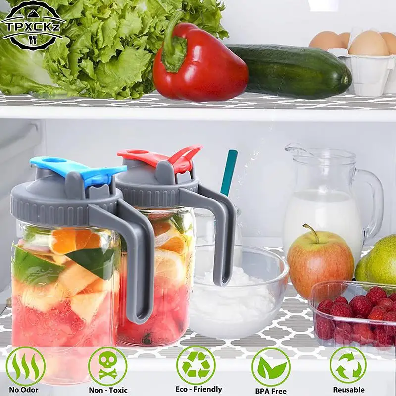 Reusable Mason Jar Lids Cover Drinking Bottle Lid With Pour Holes Wide Mouth Jar Cap Leak-proof Bottle Cover Kitchen Gadgets