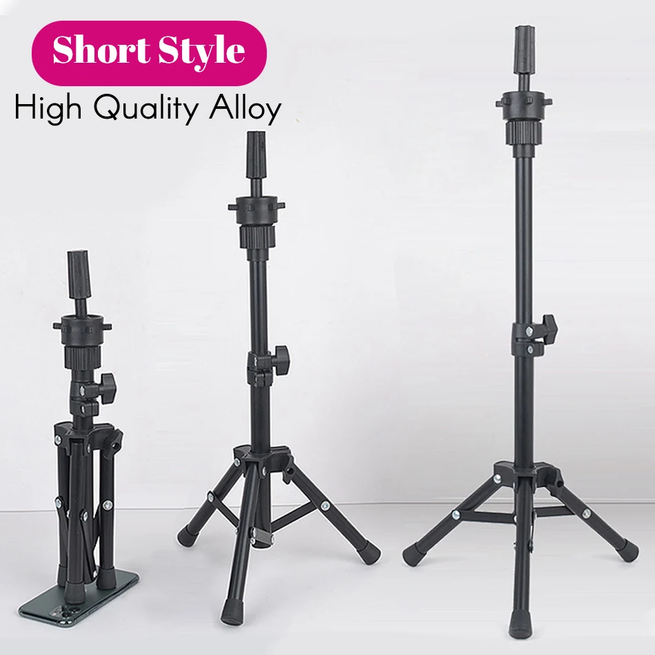 Black Tripod for Wigs Head Stand Adjustable Wig Stand for Mannequin Training Head Holder Hairdressing Clamp Tripod Stand Holder