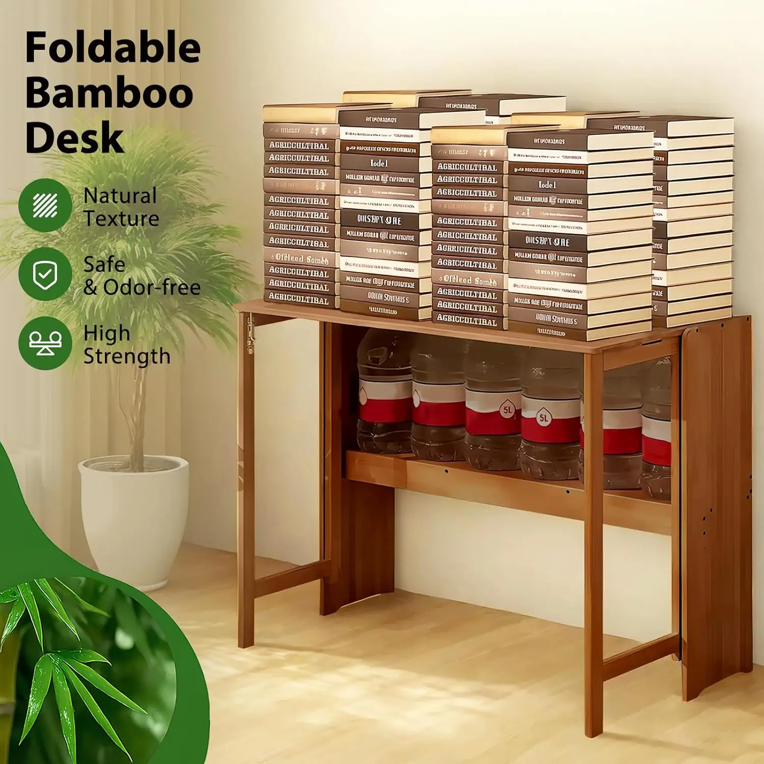 40" Folding Laptop Computer Desk Bamboo Desk Indoor Bedroom Living Home Office Desks Adult