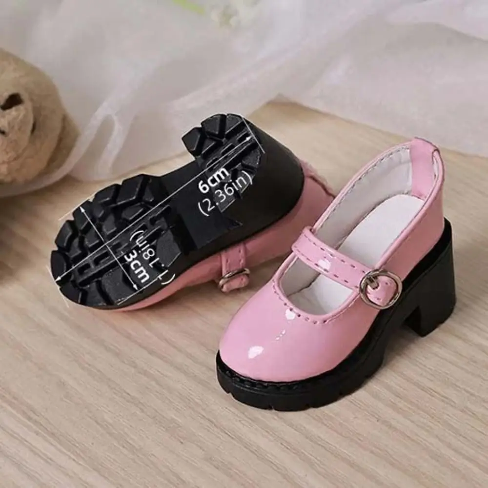 Fashion Thick Sole Bjd Doll Shoes High Heels Round Toe Doll Leather Shoes 6cm* 3cm Casual Wear 1/4 Doll Shoes DIY Toys