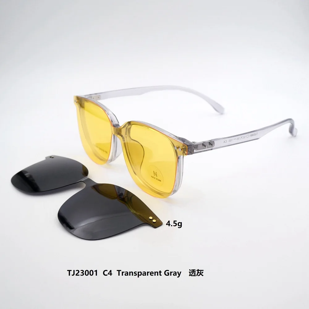 New Fashion 3in1 High Definition Clip On magnetic TR glasses frame men and women UV400 Sleeve Sunglasses Shadow Eyewear TJ23001