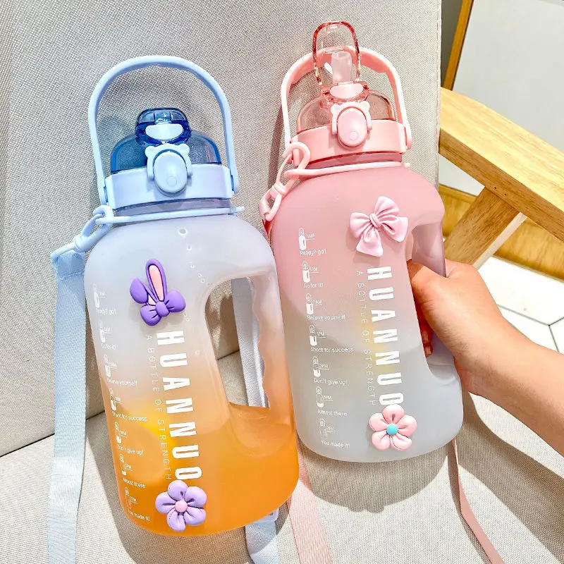 

1500/2200/2300 ML Large Capacity Water Cup Girls Summer Plastic Sports Cup Outdoor Portable Fitness Sports Water Bottle