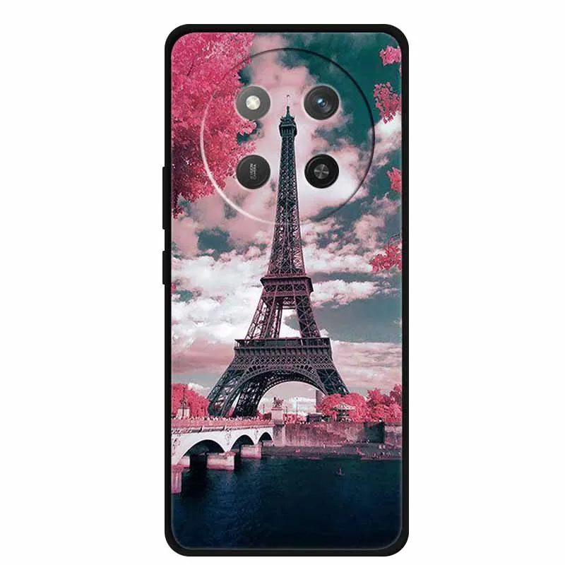 Cartoon Painted Soft Black Silicone Back Cover