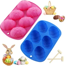 

6 Cavity Easter Egg Shaped Silicone Baking Mold 3D Cake Mold Muffin Chocolate Cookie Baking Mould Pan Ice Maker Mould