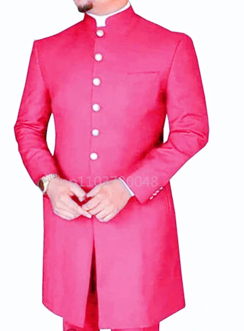 Fashion Style 2 Pieces Men Suits Long Coat with Pants Smart Casual Men's Business/Wedding Suits Single Breasted Jacket Trousers