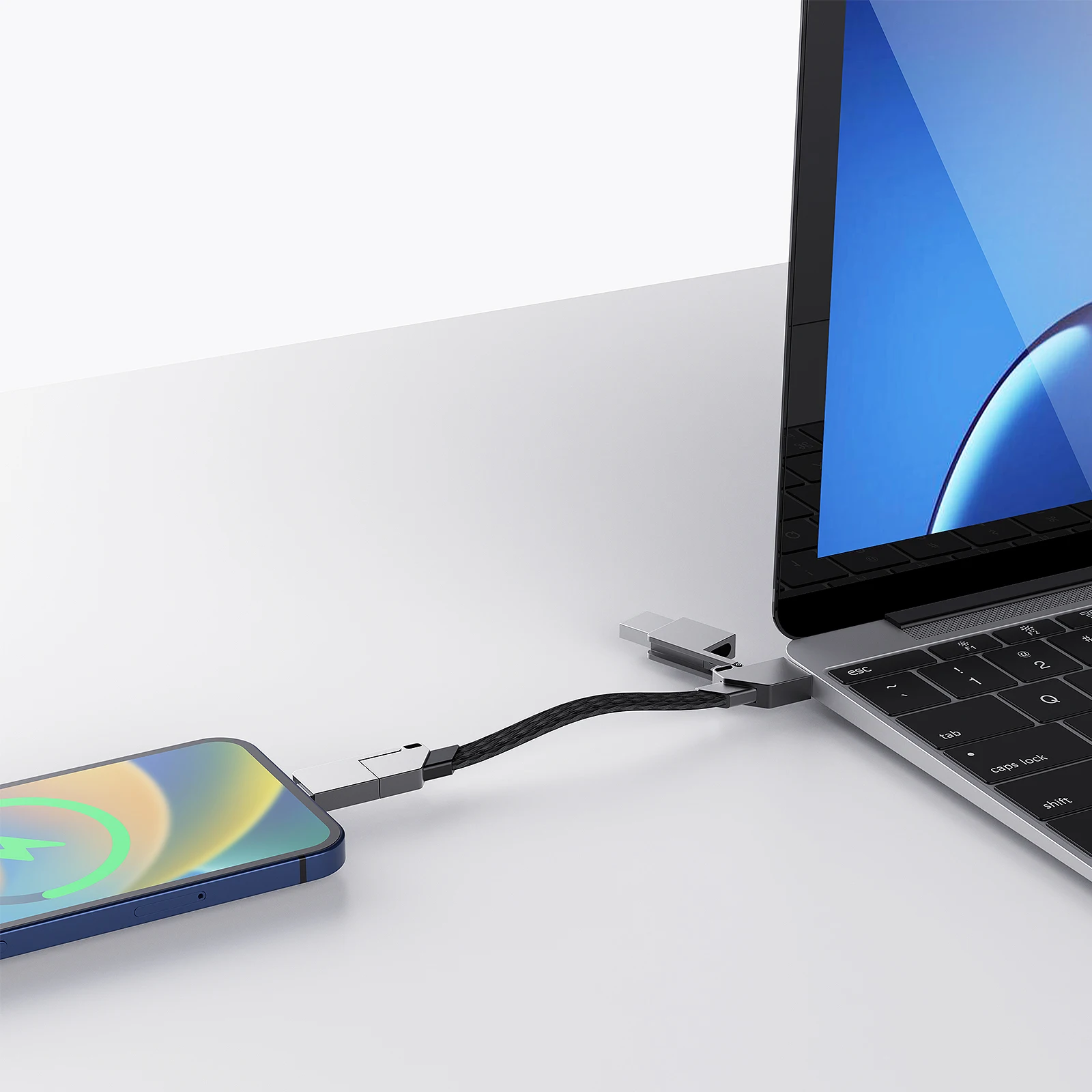 Compact Multi-Device Fast Charging Keychain Cable