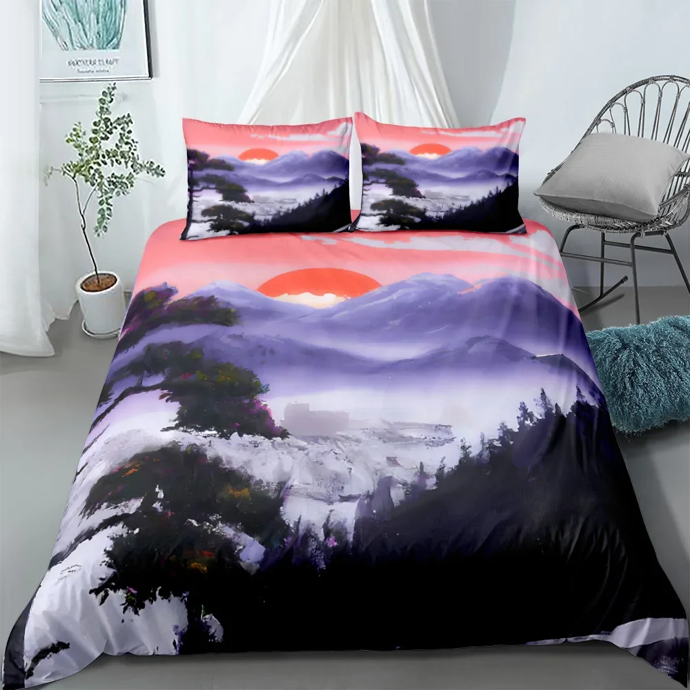 Ukiyo Tree Duvet Cover Set UK Single Double Queen US Twin Full King Size  Bed Linen Set