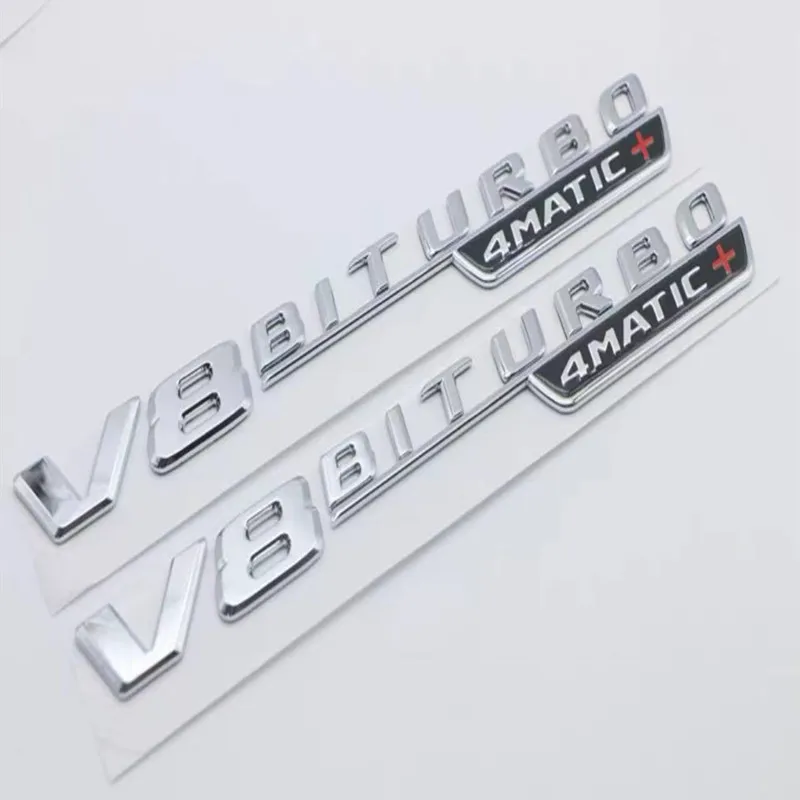 

For Mercedes Benz AMG Flat Letters 1 Pair V8 BITURBO 4MATIC+ Fender Emblems Badges V8BITURBO4MATIC+ Symbols Nameplate