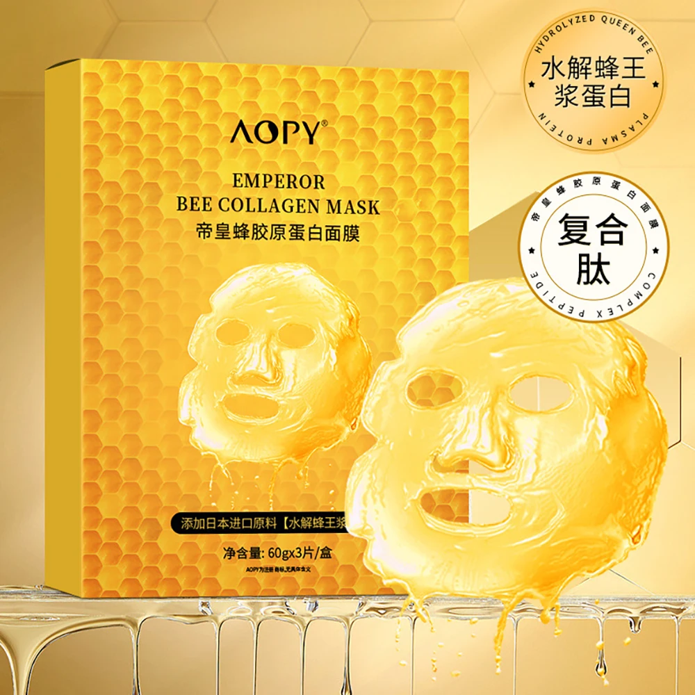 

3Pcs Royal Jelly Collagen Face Care Masks Beauty blackhead remover Moisturizing Oil Control Skincare Human Skin Gold facial mask