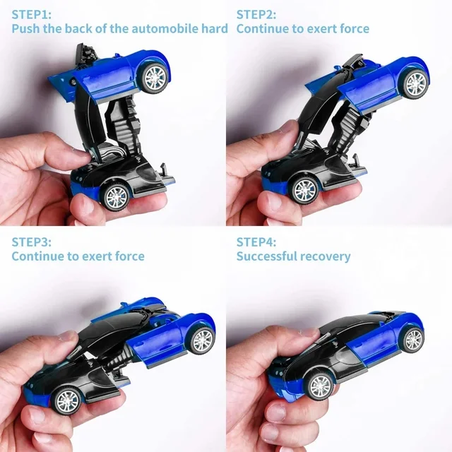 Onekey Automatic Collision Deformation Robot Boy Gift Dual Form Toy Car Father Son Interactive Model Car 2