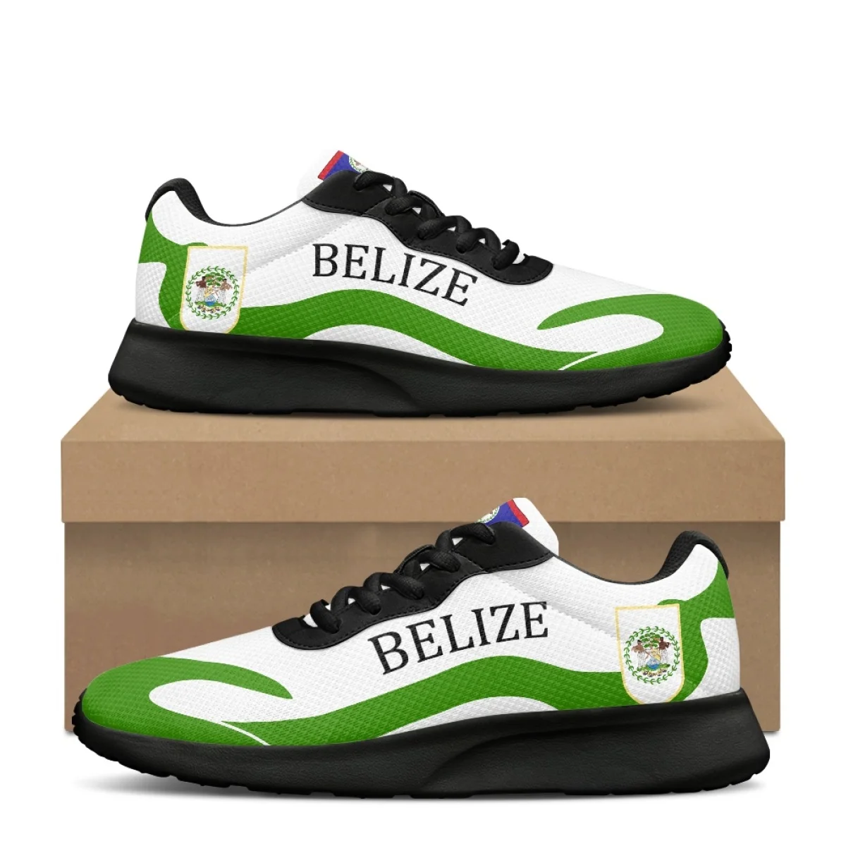 Belize National Flag Pattern Women Sneakers Wear-resistant Cozy Outdoor Running Shoes Lightweight Breathable Walking Shoes Adult