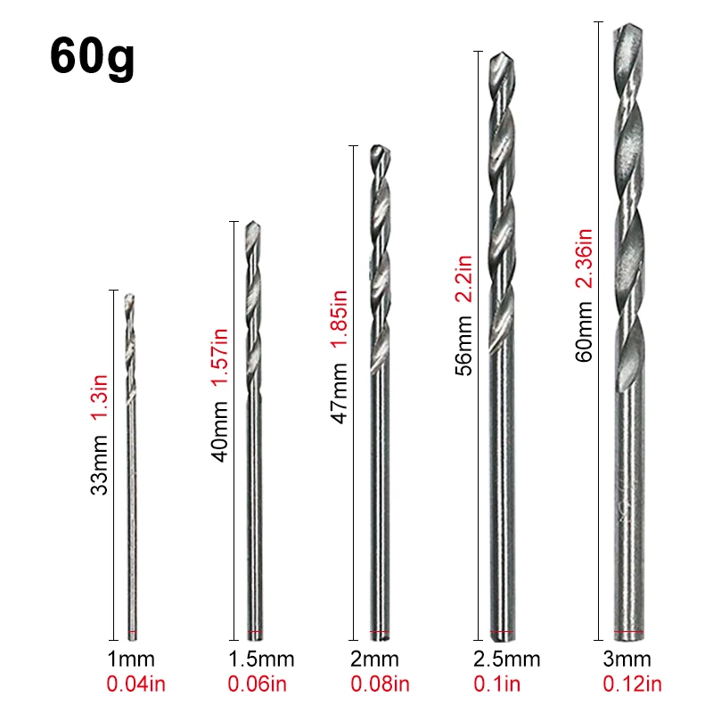 100pc 1-3mm Twist Drill Hand Electric Drill DIY Woodwork Titanium Plated Natural Color Bit Tool Accessories Set Drill Bit Set