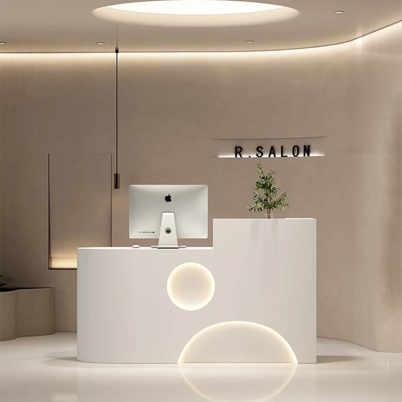 Illuminated Corner Reception Desks Nordic Small Modern White Reception Desks Design Luxury Mostrador Negocio Bar Furniture nordic design