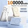 50000mAh Magnetic Wireless  PD20W Portable Three-in-one Power Bank Super Fast Charging For Iphone For Xiaomi With Hidden Bracket