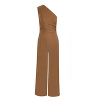 Summer New Women's Jumpsuits Streetwear Fashion Casual Slim Skew Collar Solid Rompers Elegant Female Sexy Sleeveless Jumpsuits - Image 5