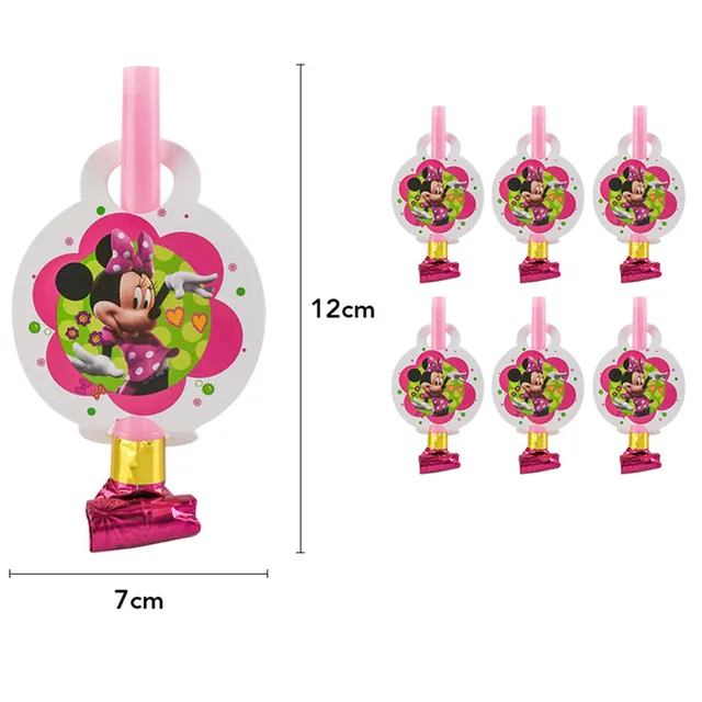 12PCS Kids Happy Birthday Party Favor Minnie Mouse Mickey Whistle Party Supply Gift Cute Giveaway Souvenir 1