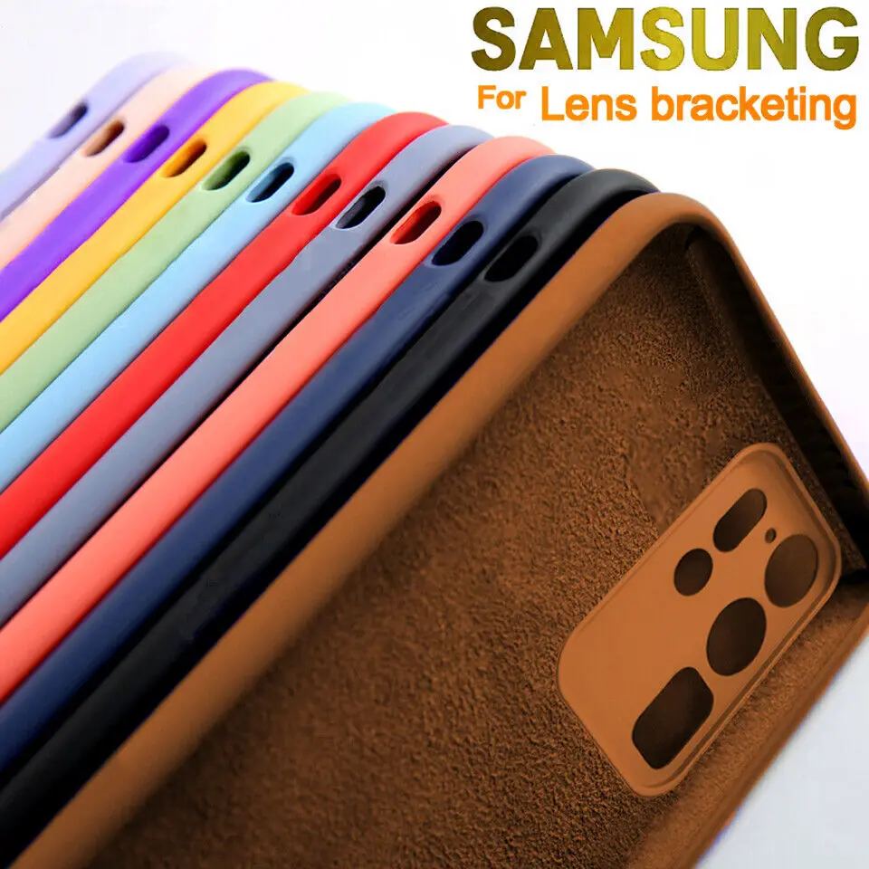 Square Liquid Silicone Case Samsung Galaxy S24 S23 S22 Ultra S21 S20 FE Plus A52 S25 Camera Protection Soft Candy Case Cover
