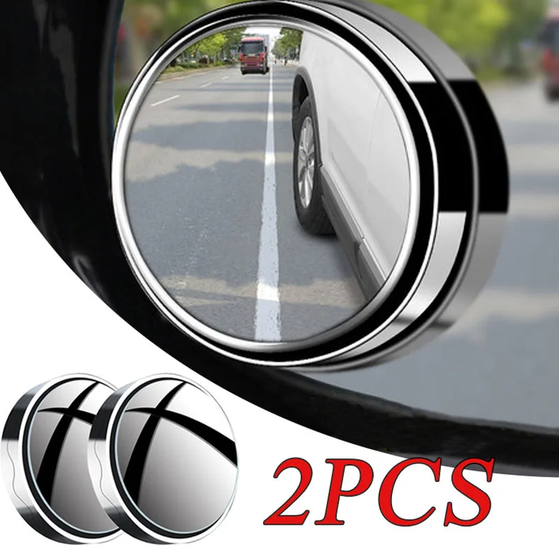 

2Pcs Car Auxiliary Rearview Mirror Reversing Mirror Small Round Mirror Wide Angle Round Frame Blind Spot Mirror