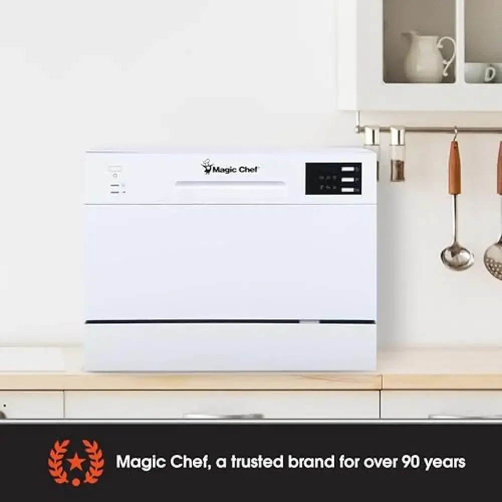 Energy Star Countertop Dishwasher 6 Plate Wash Programs White EZ Clean Filter Stainless Steel Interior Residual Drying Quick 4
