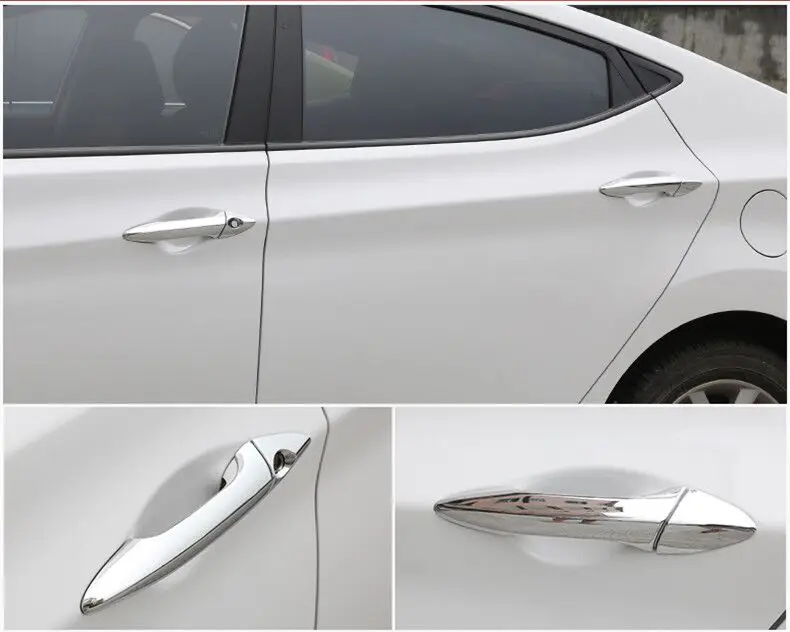 Funduoo Glossy Black Chrome Car Door Handle Cover Trim Stickers for Hyundai i30 2012 2013 2014 2015 2016 Styling Accessories