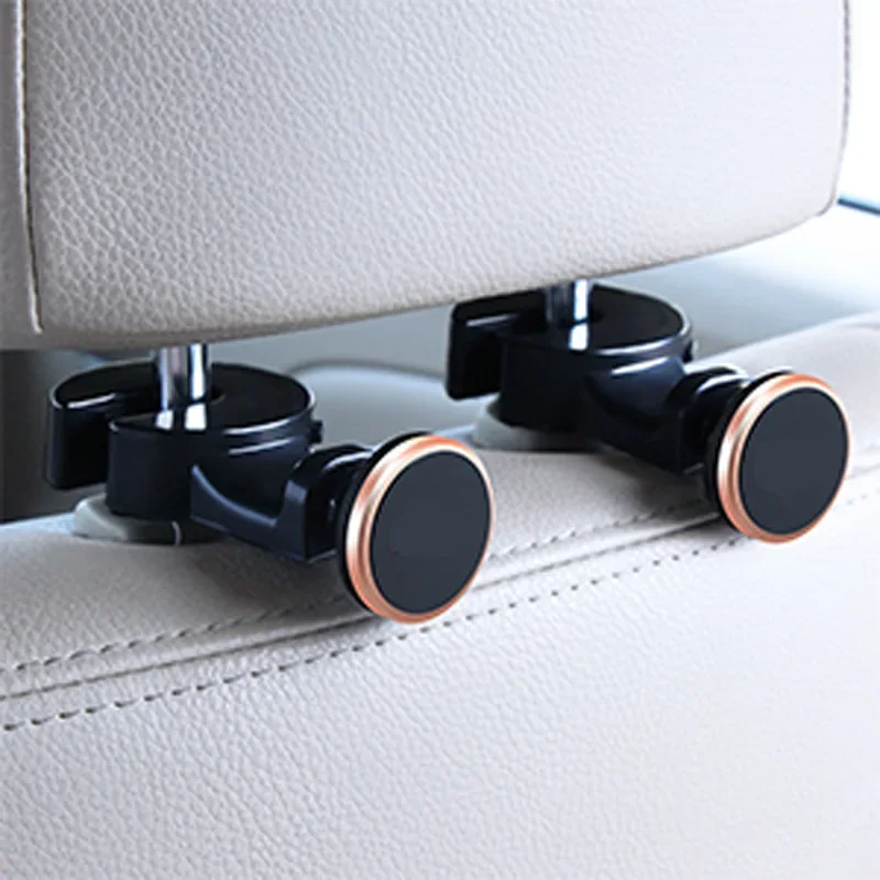 Soporte magnético doble para reposacabezas de coche, accesorio para teléfono móvil, con gancho, para asiento trasero, tableta, para Smartphone