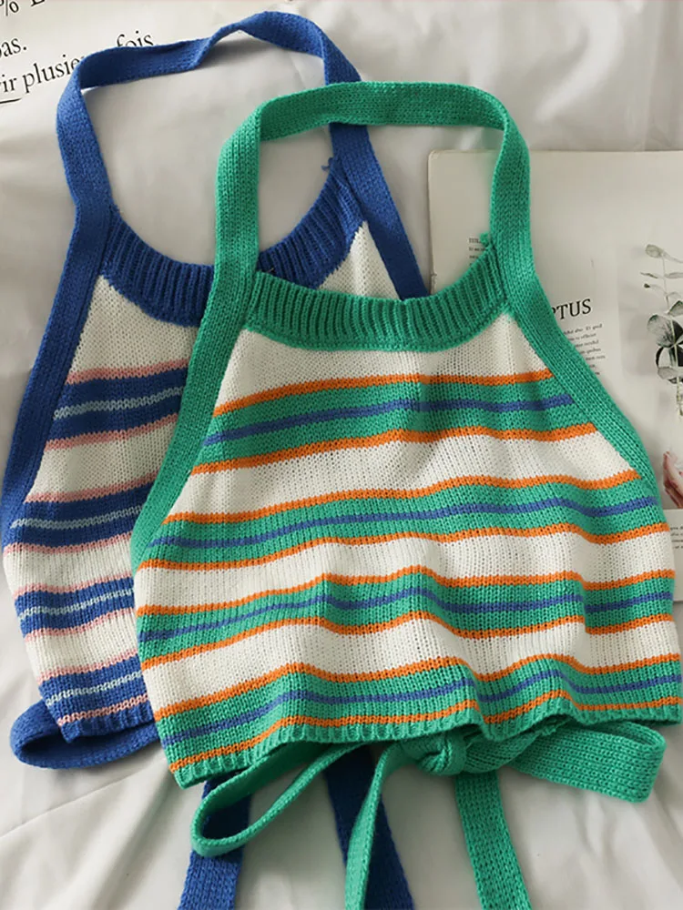 KUME クメ　STRIPED KNITTED HALTER TOP 6160TihFxCL._UY1000_.jpg