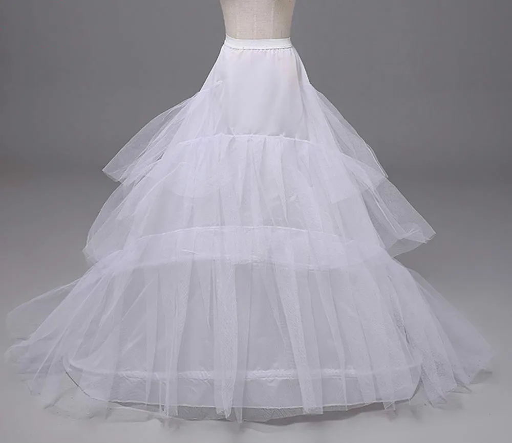 Petticoat Underskirt Crinoline 3 Hoops For Tail Wedding Party Dresses For Saiote De Noiva
