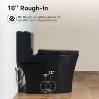 Elongated One Piece Toilet 10" Rough-in, Matte Black Toilets, Powerful Dual Flush Modern Toilet 2