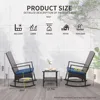 Outdoor Rocking Chair 3 Piece Porch Chairs PE Wicker Patio Bistro Set Brown Rattan Furniture Sets with Coffee Table, Navy 3