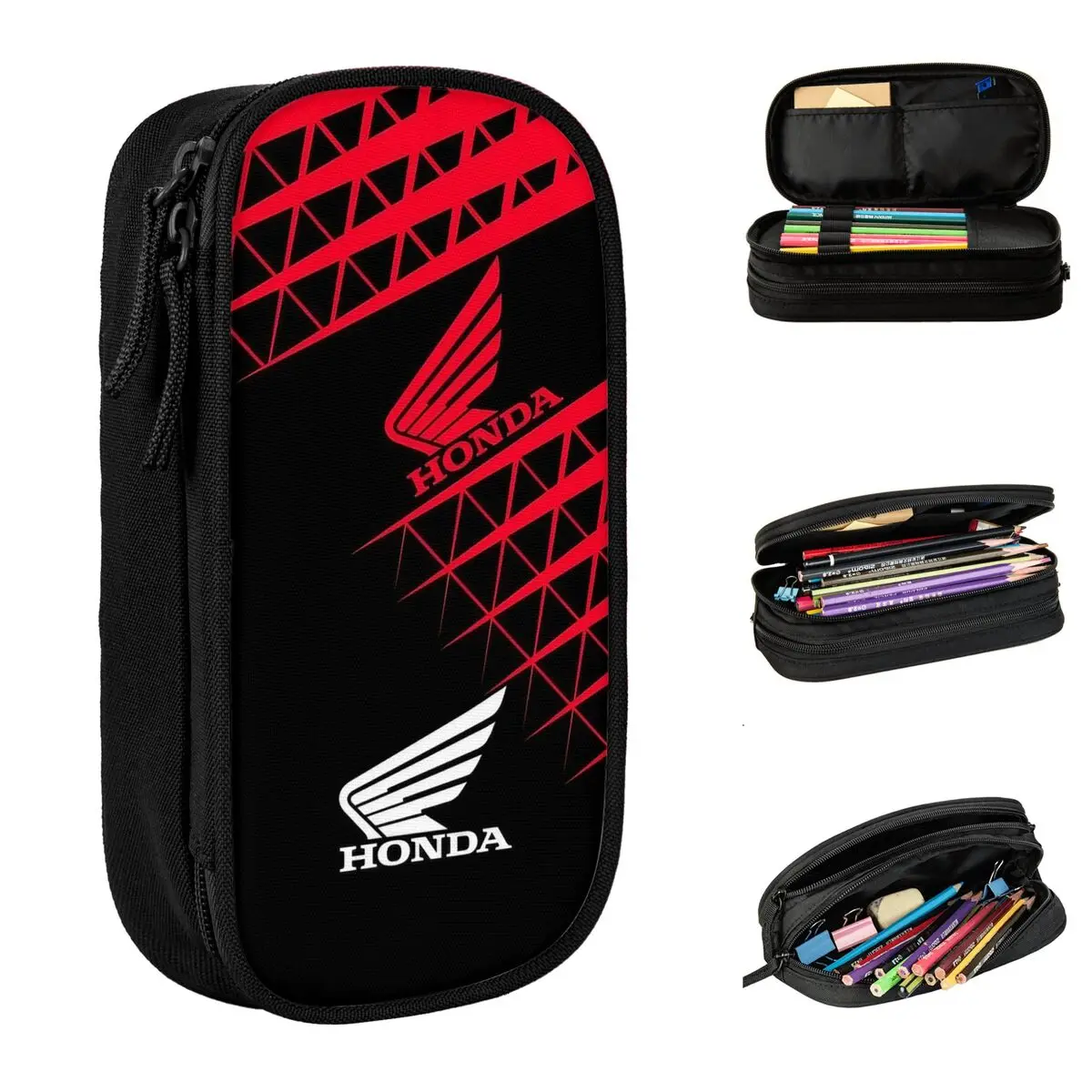 

Motor Hondas Pencil Case New Motorcycle Racing Pen Bag Girls Boys Big Capacity School Supplies Gifts Pencilcases