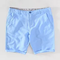 Cotton Linen Shorts for Men Summer New Solid White Straight Loose Holiday Shorts Man Casual  Button Fly Short Pants 037 1