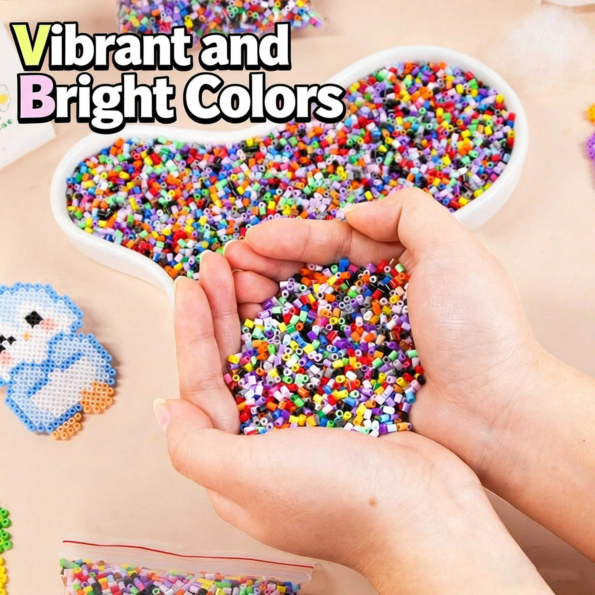 2.6mm 1000개 블랙 화이트 그레이 블루 그린 퍼플 하마 비즈 어린이용 아이언 퓨즈 비즈 DIY 퍼즐 픽셀 아트 선물 어린이용