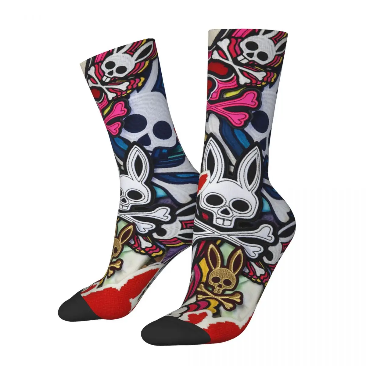 

Skull Bunny Psycho Rabbit Colorful Pattern Unisex Winter Socks Warm Happy Crew Socks Street Style Crazy Sock