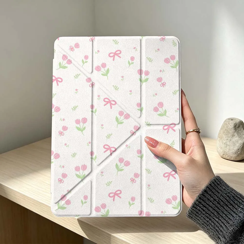 Pink Flower Bow Pattern Soft Tablet Case