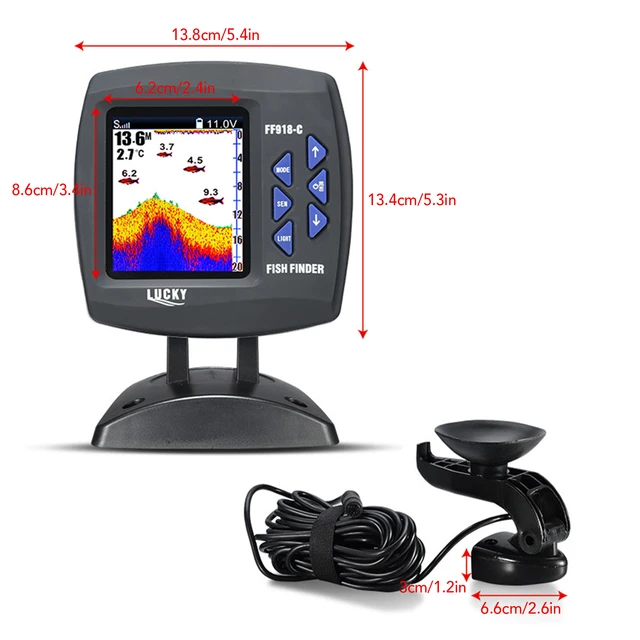 Portable Fish Finder Wireless Sonar Sensor Fishing Depth Finder Locator  Fishfinder with Wired Transducer for Boat